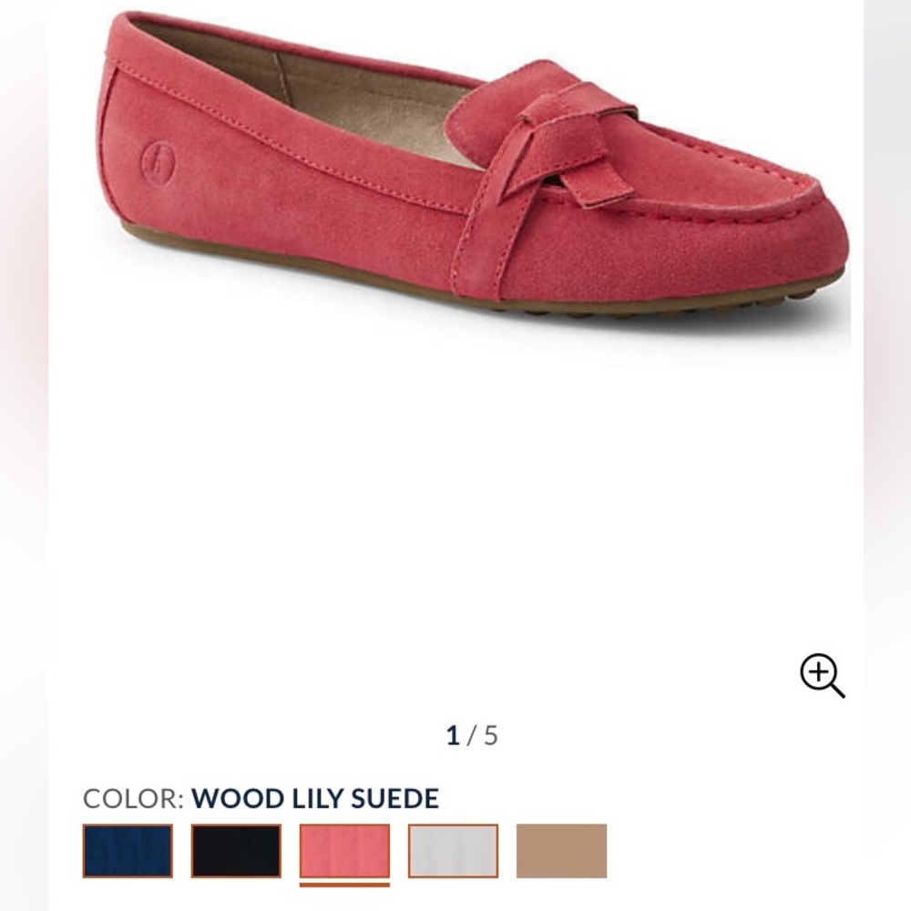 Lands’ End Womens Suede Leather Slip on Loafer Shoe.
